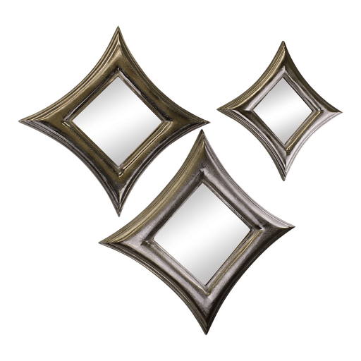 Set Of 3 Silver Metal, Square Mirrors - Lost Land Interiors