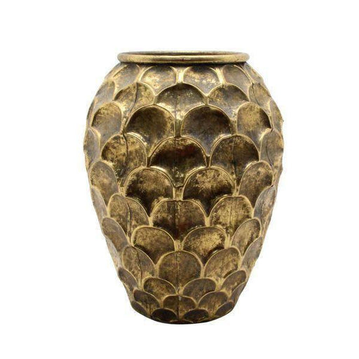 Gold Fortuna Vase (27cm) Italian Vintage Style Metal Flower Vase - Lost Land Interiors