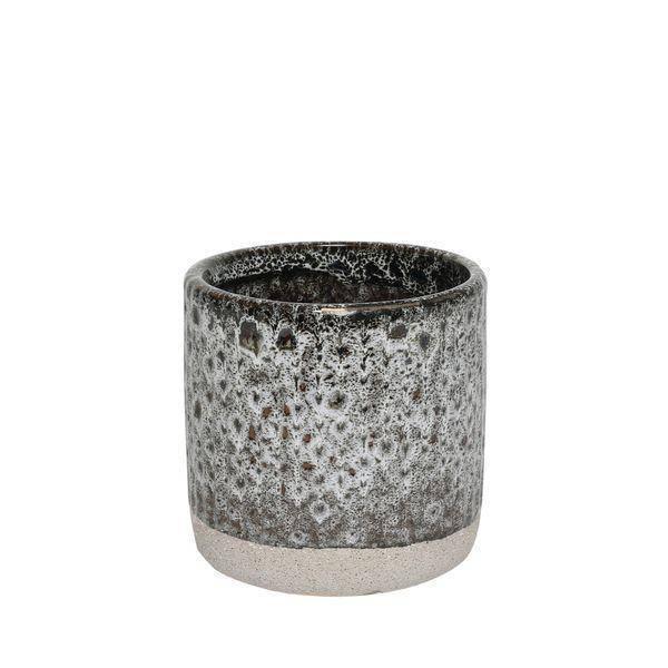 Two-Tone Grey Stoneware Reactive Glaze Pot (10x10cm) - Lost Land Interiors