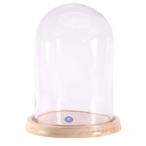 Glass Dome With Wooden Base 34.5cm - Lost Land Interiors