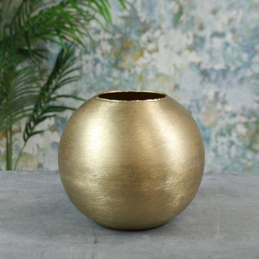 Small Brushed Gold Hyde Park Brush Metal Globe (18.5cm x 20.5cm) - Lost Land Interiors