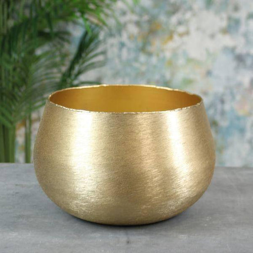 Hyde Park Brushed Gold Pot Cover (XL) Indoor Planter Bowl - Lost Land Interiors