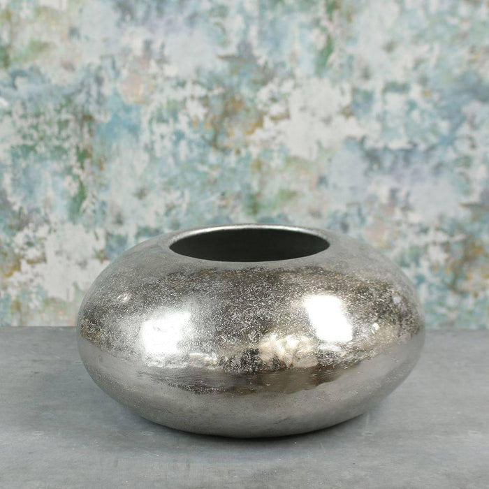 Silver Mayfair Pebble (Large) Metal Vase - Lost Land Interiors