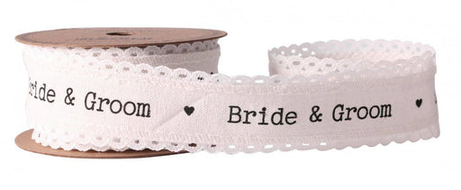Bride & Groom Linen Wedding Ribbon 40mm x 50 yards - Lost Land Interiors