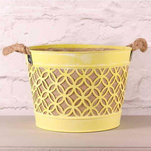 Yellow Planter with Rope Handle 28cm - Lost Land Interiors