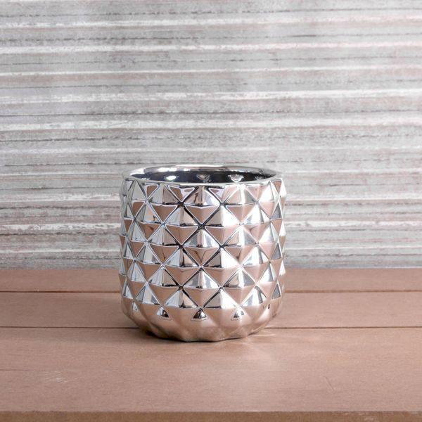 Silver Pineapple Ceramic Pot 13.3cm Indoor Planter - Lost Land Interiors