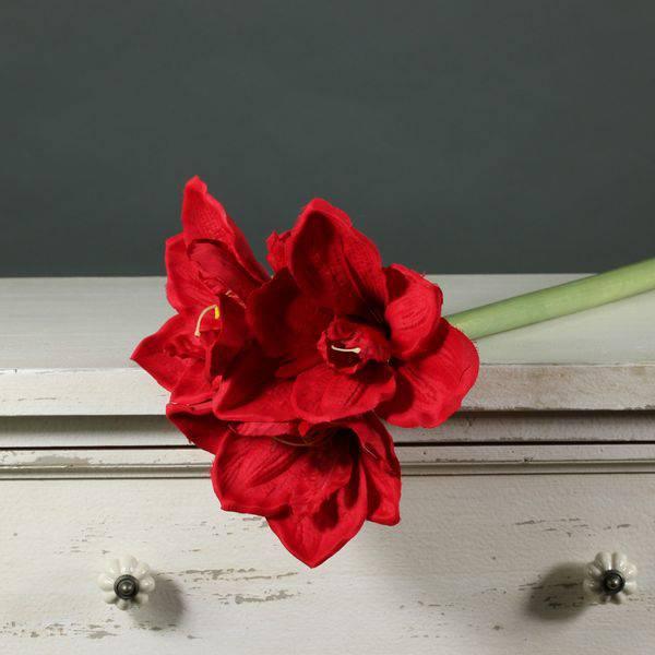 Artificial Amaryllis Spray Red (60cm) Flower Stem - Lost Land Interiors