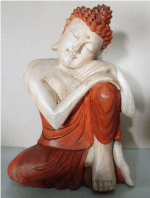 Hand Carved Buddha Statue - 30cm Thinking - Lost Land Interiors