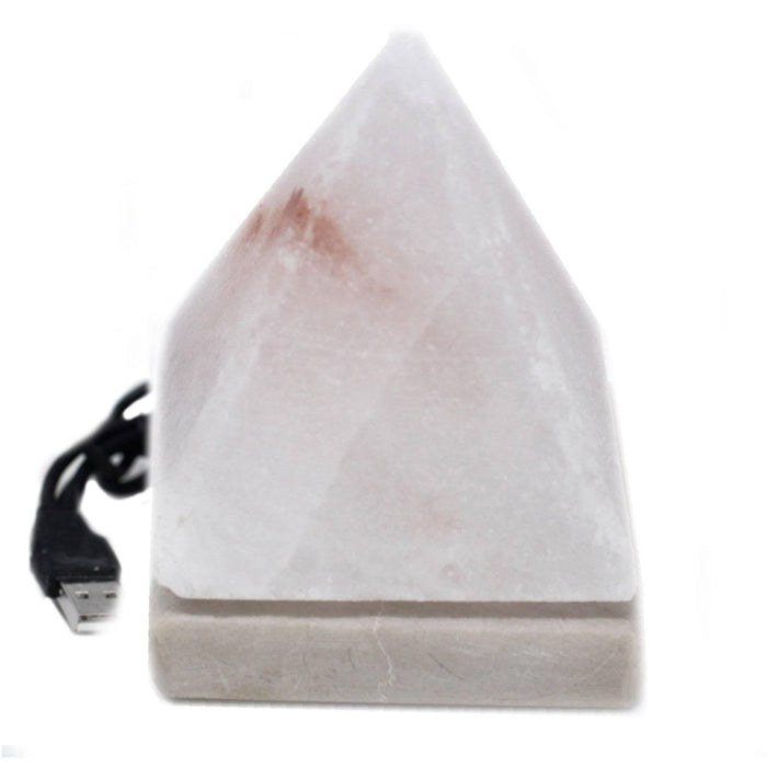 Quality USB Pyramid WHITE Salt Lamp - 9 cm (multi) - Lost Land Interiors