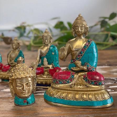 Brass Buddha Figure - Hands Down - 11.5 cm - Lost Land Interiors