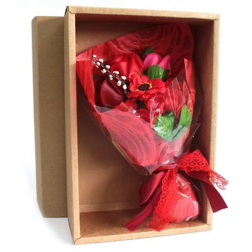 Boxed Hand Soap Flower Bouquet- Red - Lost Land Interiors