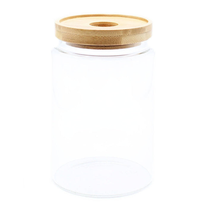 Cottage Bamboo Glass Jar - 15cm - Lost Land Interiors