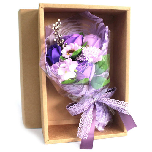 Boxed Hand Soap Flower Bouquet - Purple - Lost Land Interiors