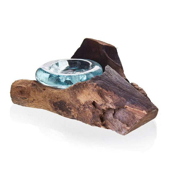 Molten Glass on Wood - Candle Holder - Lost Land Interiors