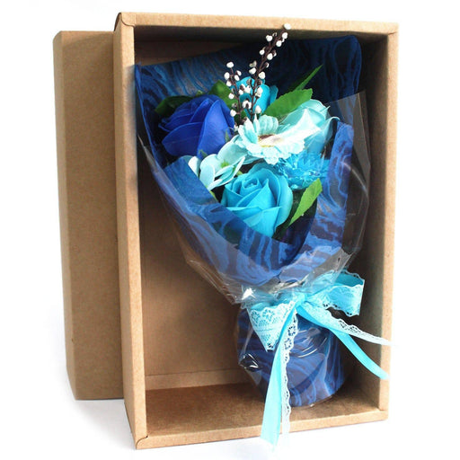 Boxed Hand Soap Flower Bouquet - Blue - Lost Land Interiors