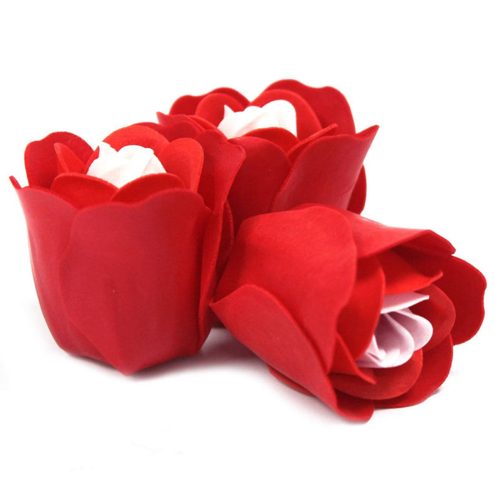 Set of 3 Soap Flower Heart Box - Red Roses - Lost Land Interiors