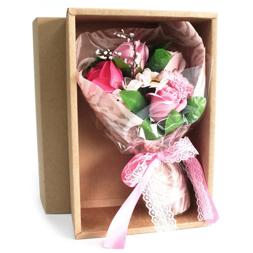Boxed Hand Soap Flower Bouquet - Pink - Lost Land Interiors