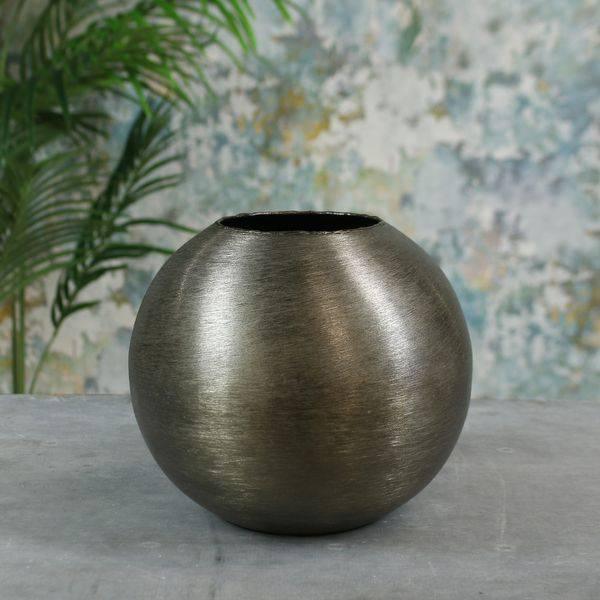 Black Hyde Park Brushed Metal Globe Vase (Small) - Lost Land Interiors