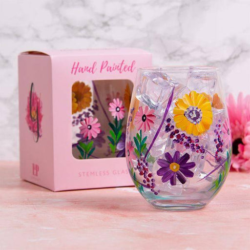 Sunflower Stemless Glass Vase Hand Painted - Lost Land Interiors