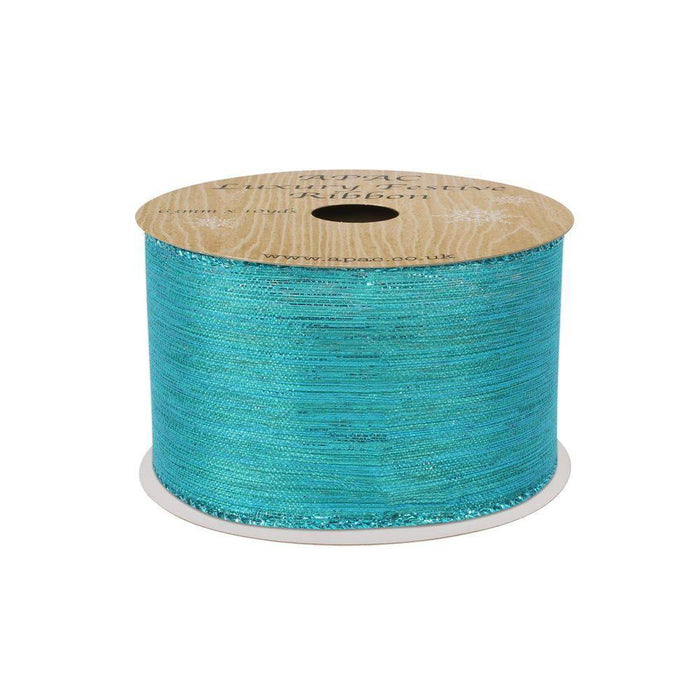 Turquoise Shimmer Thread Ribbon (63mm x 10yds) - Lost Land Interiors