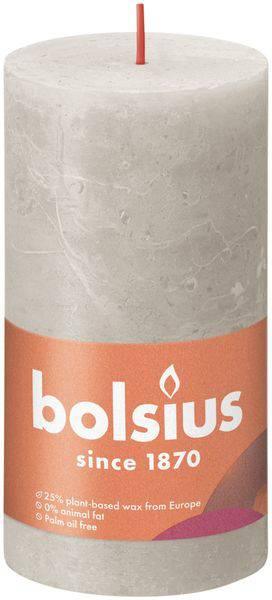 Sandy Grey Bolsius Rustic Shine Pillar Candle (130 x 68mm) - Lost Land Interiors