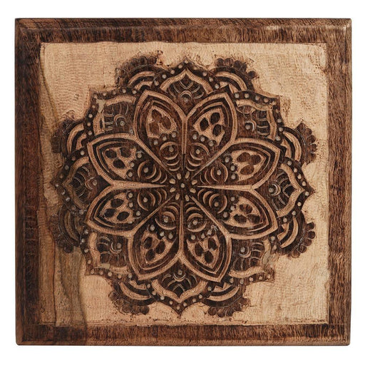 25cm Hand Carved Mandala Stool - Lost Land Interiors