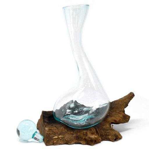 Molten Glass on Wood - Wine Decanter - Lost Land Interiors