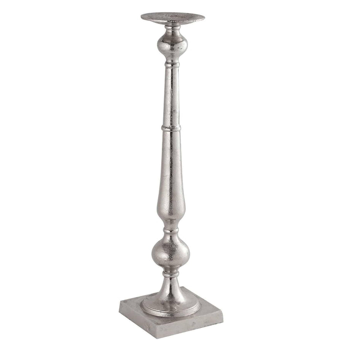 Farrah Collection Silver Tall Dinner Candle Holder - Lost Land Interiors