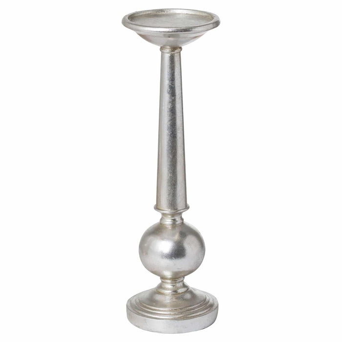 Antique Silver Small Column Candle Stand - Lost Land Interiors