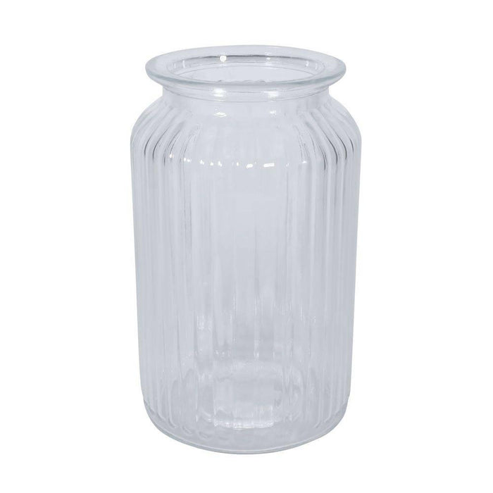 Ribbed Glass Vase (18.5cm) - Lost Land Interiors