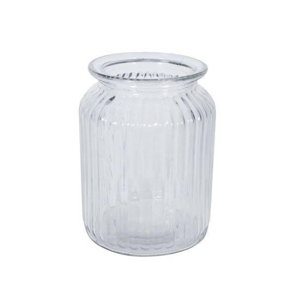 Ribbed Glass Vase (14.5cm) - Lost Land Interiors