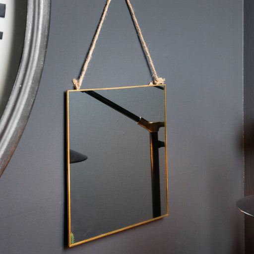 Industrial Gold Edged Square Hanging Wall Mirror - Lost Land Interiors