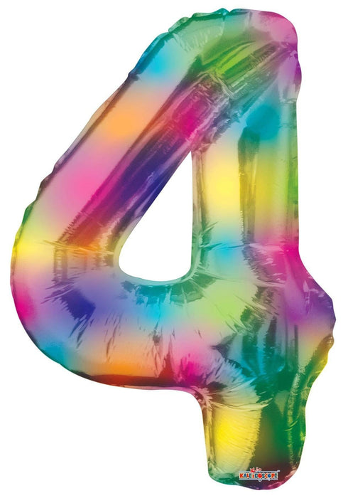 (34 inch) Number Balloon - 4 - Rainbow - Lost Land Interiors