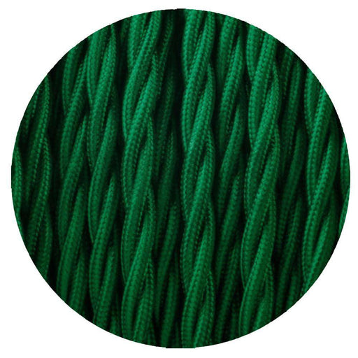 5m Green 2 Core Twisted Electric Fabric 0.75mm Cable~1759 - Lost Land Interiors