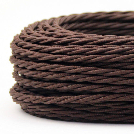 5m Brown 2 Core Twisted Electric Fabric 0.75mm Cable~1752 - Lost Land Interiors