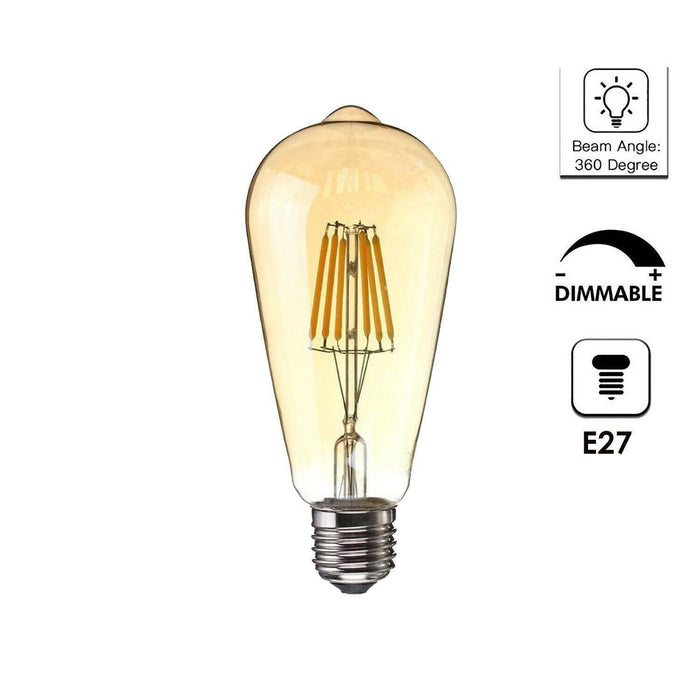 6 Pack Vintage E27 base Filament LED Edison Bulb Dimmable Decorative Industrial Light Bulbs~2317 - Lost Land Interiors