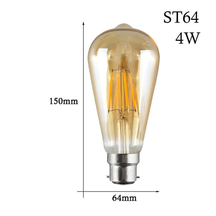 ST64 B22 4W Dimmable Retro Classic Filament LED Bulbs~3209 - Lost Land Interiors