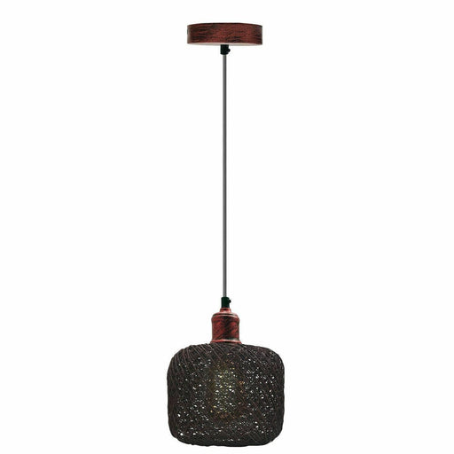 Natural Rattan Wicker Ceiling Pendant Light Lampshade Metal Pendant Lighting Kit - Barrel Shape~1561 - Lost Land Interiors