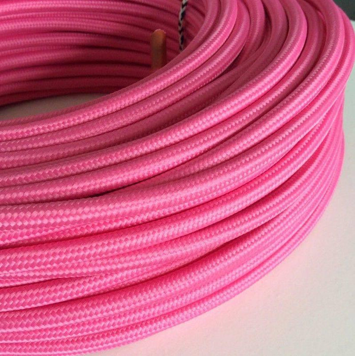 2 core Round Rayon Vintage Braided Fabric Pink Cable Flex 0.75mm~3244 - Lost Land Interiors