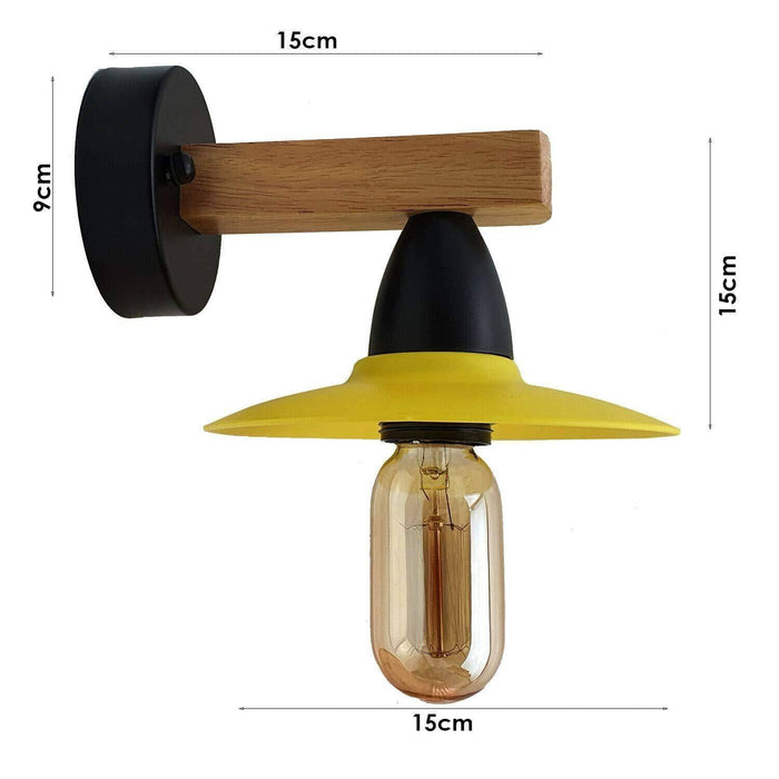 2 Pack Yellow Modern Vintage Wood Wall Light fixtures~1019 - Lost Land Interiors