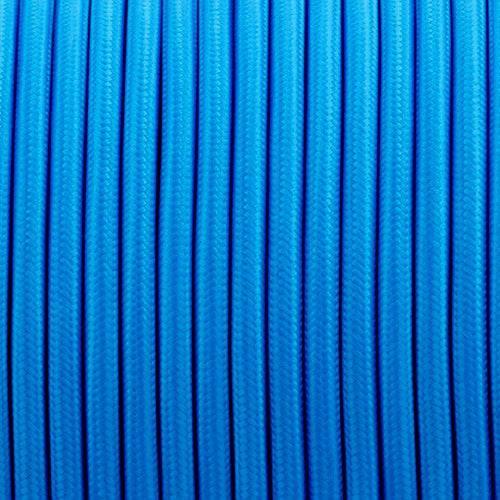 3 Core Round Vintage Italian Braided Fabric Blue Cable Flex 0.75mm UK~3185 - Lost Land Interiors