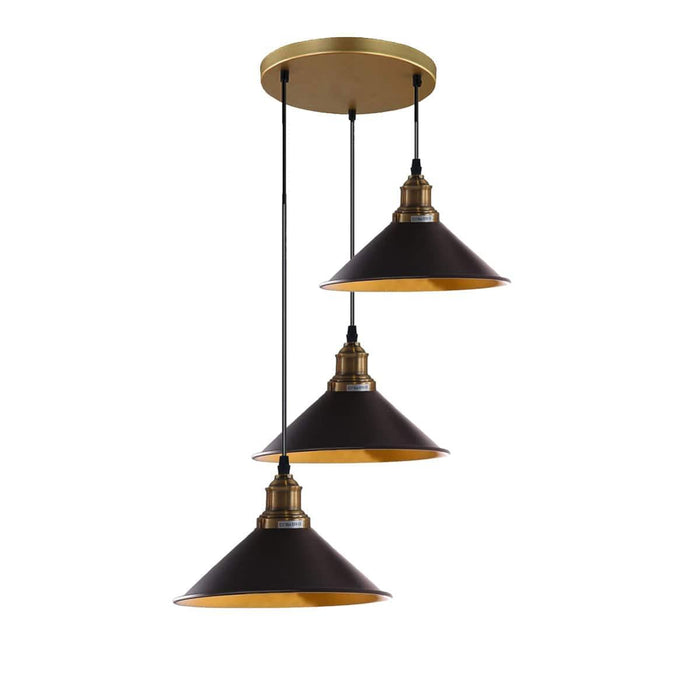 3 Lights Hanging Chandelier With Adjustable Cable With Black Shade~1518 - Lost Land Interiors