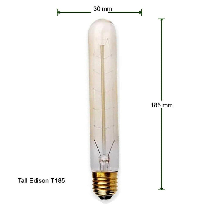 3/5 Pack Dimmable Vintage Edison Dimmable Light Bulb E27 60W Tall Edison T185 E27~2121 - Lost Land Interiors