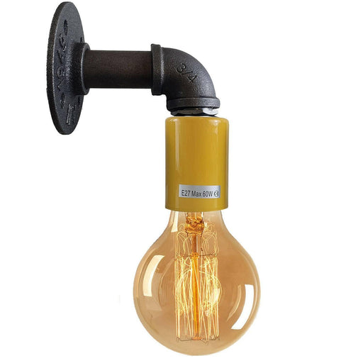 Yellow Water Pipe Wall Lamp Industrial style single wall light fitting~1526 - Lost Land Interiors