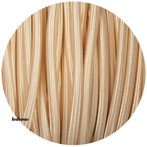 2core Round Vintage Braided Fabric Light Gold Colour Cable Flex 0.75mm~3252 - Lost Land Interiors