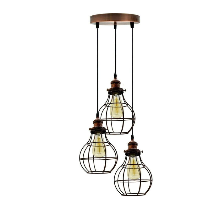 3 Way Ceiling Pendant Cage Cluster Light Fitting~3233 - Lost Land Interiors
