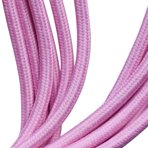 3 core Round Colour braided lighting Fabric Baby Pink Cable~3183 - Lost Land Interiors