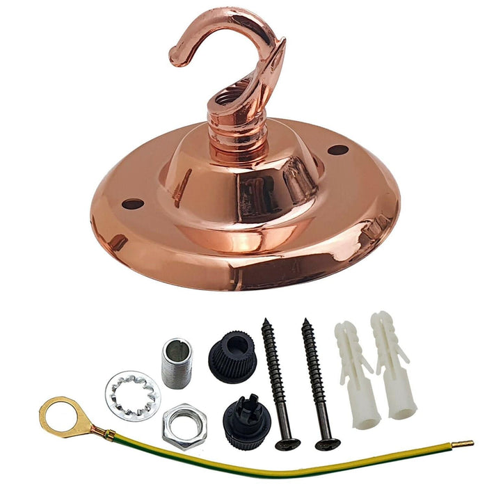 75mm Front Fitting Color Ceiling Hook With Single Point Drop Outlet Plate~1448 - Lost Land Interiors
