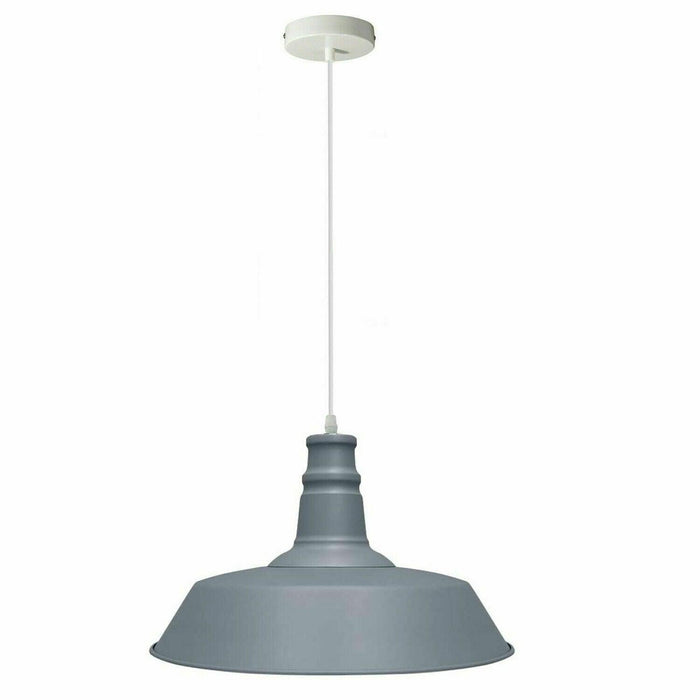 Grey Pendant Light Lampshade Ceiling Light Shade With Bulb~1794 - Lost Land Interiors