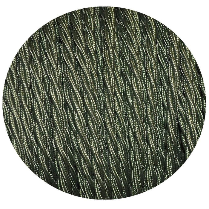 5m Army Green 2 Core Twisted Electric Fabric 0.75mm Cable~1760 - Lost Land Interiors